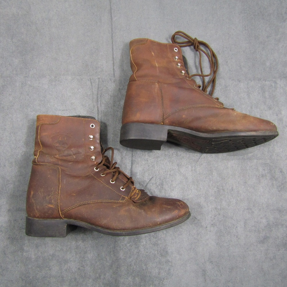 Ariat Heritage Lacer Boots Men 8.5 Brown Leather Kiltie Western Riding 30401